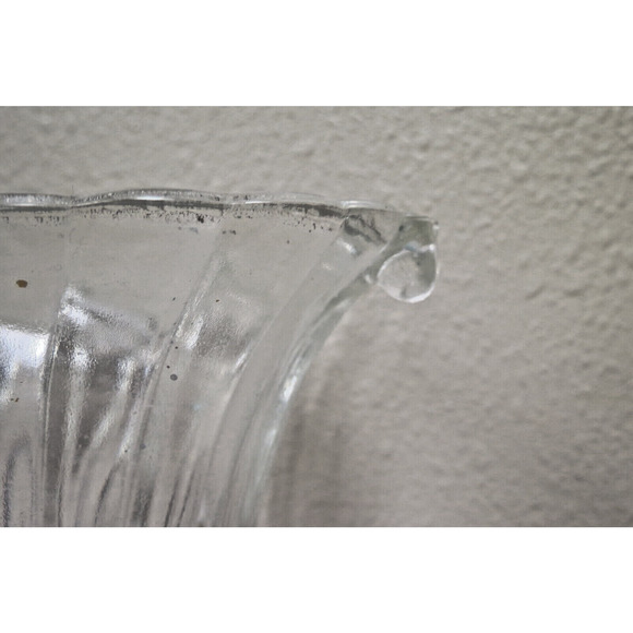Vintage Jeannette Clear Glass 6" Fan Vase National Pattern Ribbed & Fluted 1930s - Picture 4 of 6